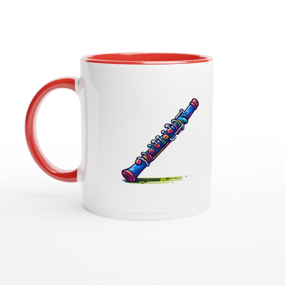 FLUTE SKETCH MUG - 11oz Ceramic Mug, Present for music enthusiast, birthday gift, band practice