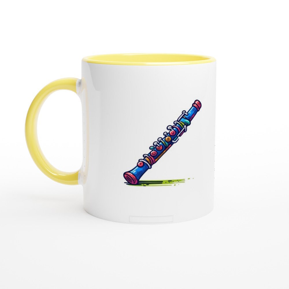 FLUTE SKETCH MUG - 11oz Ceramic Mug, Present for music enthusiast, birthday gift, band practice