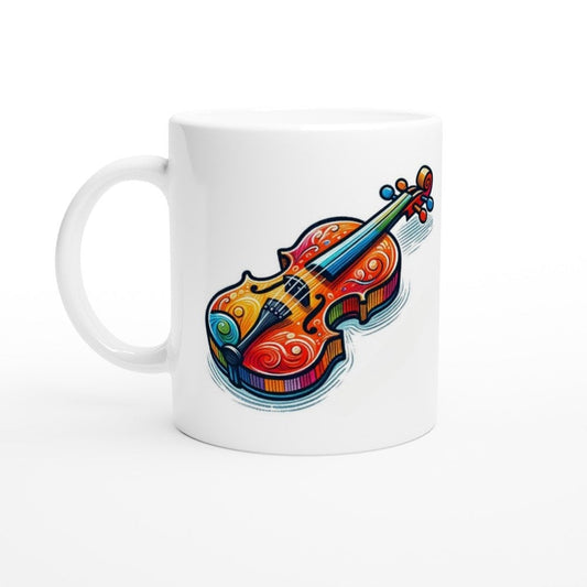 VIOLIN SKETCH MUG - 11oz Ceramic Mug, Present for music enthusiast, birthday gift, band practice