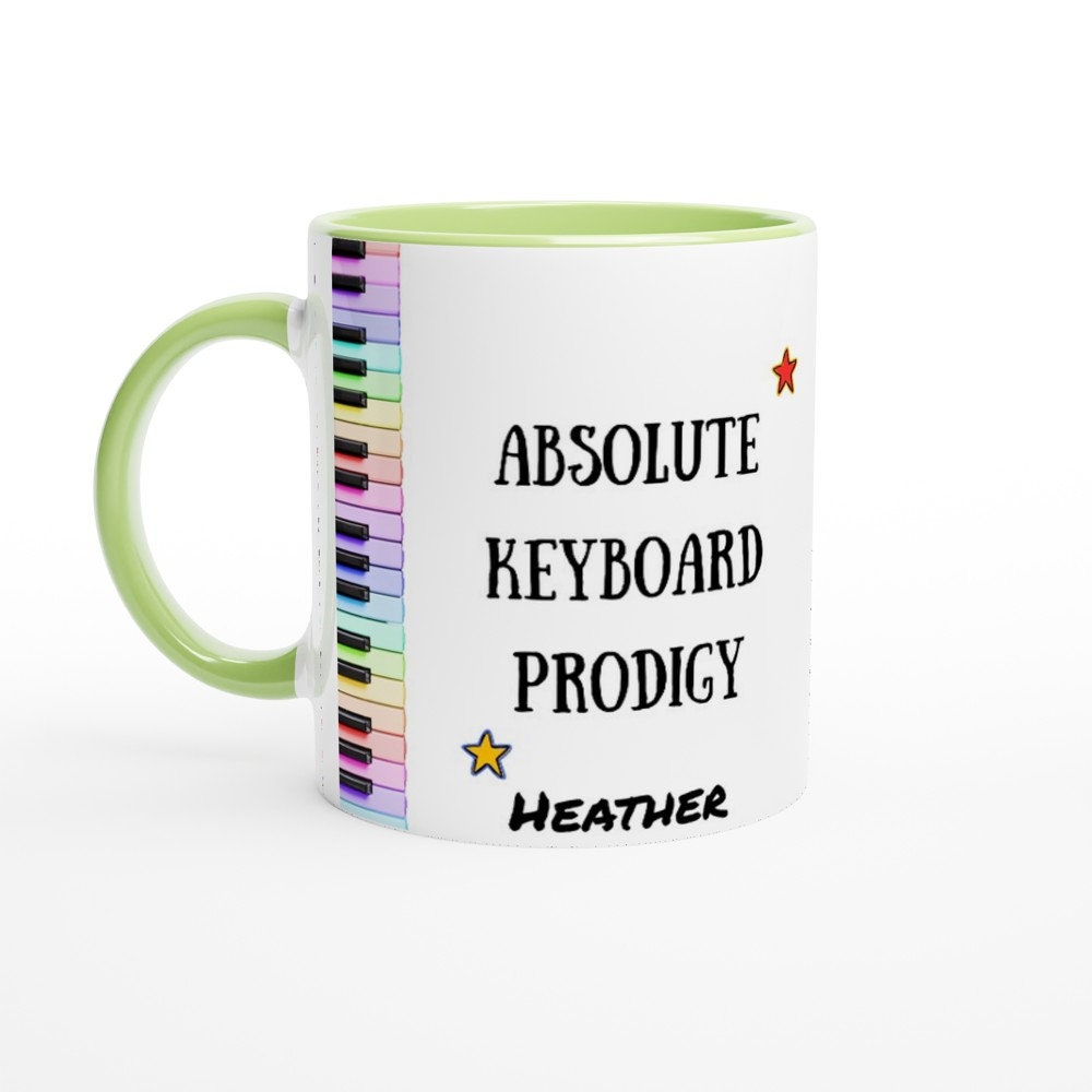 ABSOLUTE KEYBOARD PRODIGY Mug - 11oz Ceramic Mug, Present for music enthusiast, birthday gift, personalized