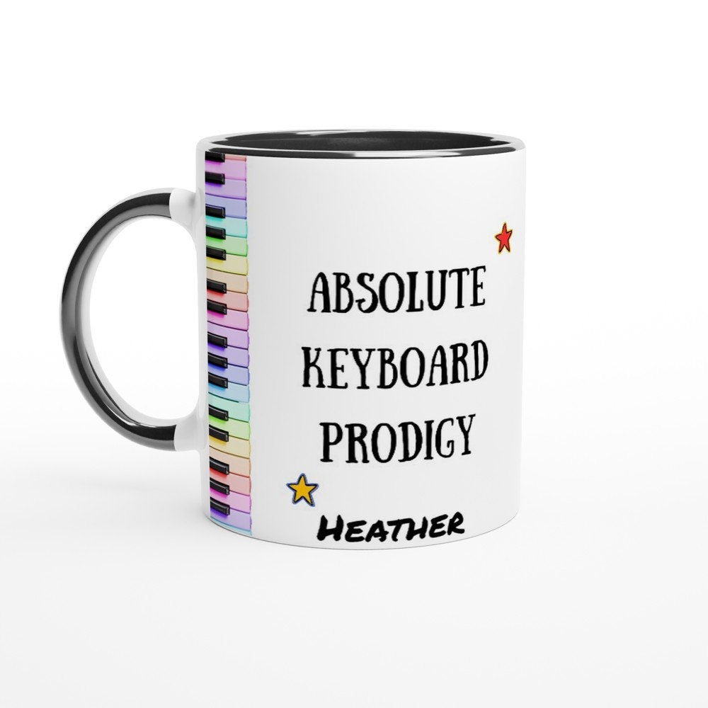 ABSOLUTE KEYBOARD PRODIGY Mug - 11oz Ceramic Mug, Present for music enthusiast, birthday gift, personalized