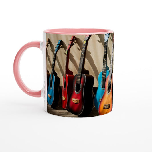 LOVE GUITARS MUG - 11oz Ceramic Mug, Present for music enthusiast, birthday gift, band practice