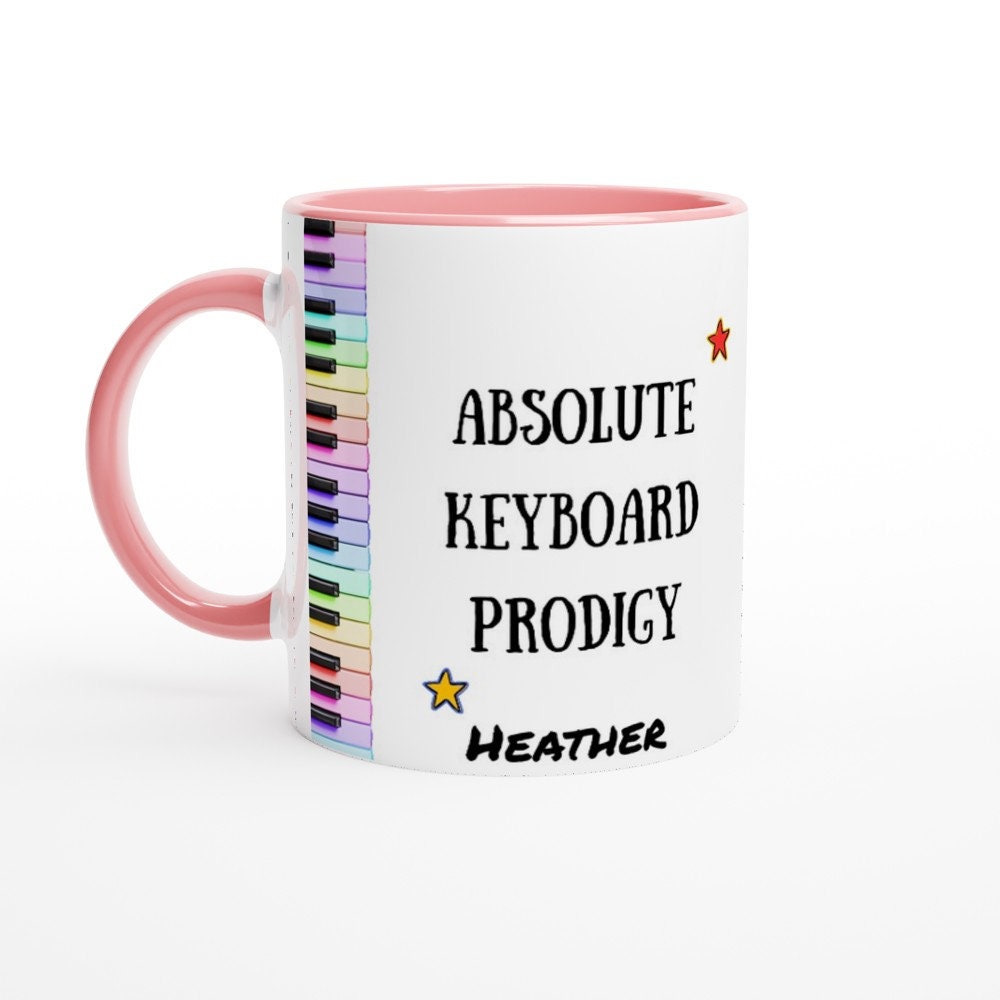 ABSOLUTE KEYBOARD PRODIGY Mug - 11oz Ceramic Mug, Present for music enthusiast, birthday gift, personalized