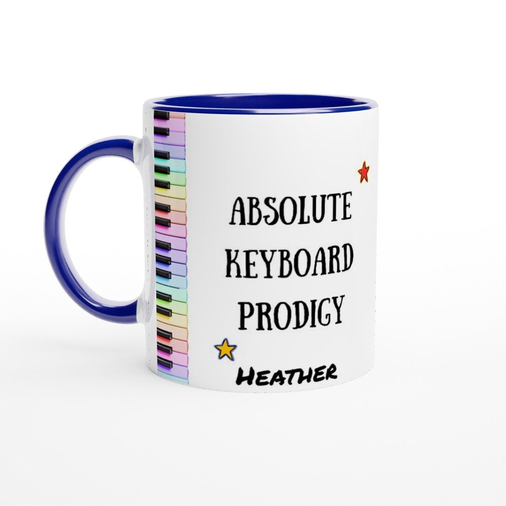 ABSOLUTE KEYBOARD PRODIGY Mug - 11oz Ceramic Mug, Present for music enthusiast, birthday gift, personalized