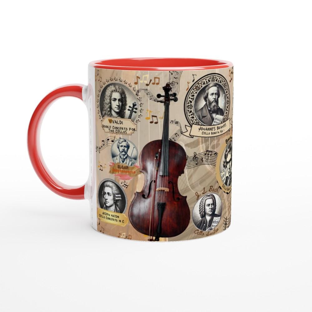 CELLO MUG, Musical History, Cellist Gift, Cello Teacher Gift, Cello Player Gift, Classic Music Gift, Orchestra Mug, Music Lover Mug