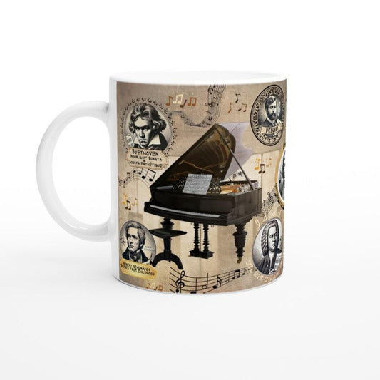 PIANO MUG, Musical History, Pianist Gift, Piano Teacher Gift, Piano Player Gift, Classic Music Gift, Orchestra Mug, Music Lover Mug