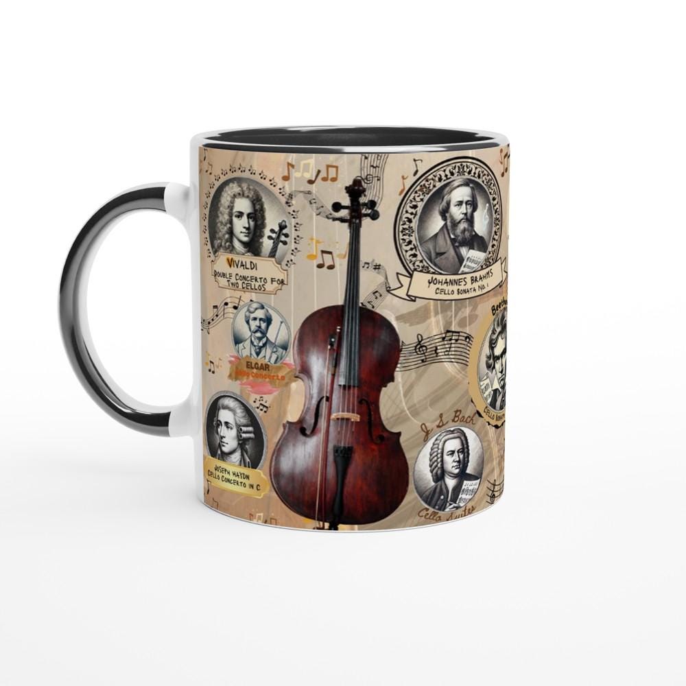 CELLO MUG, Musical History, Cellist Gift, Cello Teacher Gift, Cello Player Gift, Classic Music Gift, Orchestra Mug, Music Lover Mug