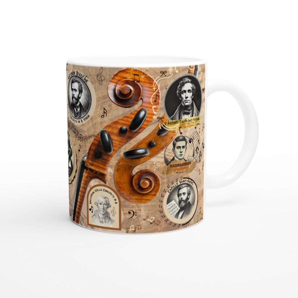 CELLO MUG, Musical History, Cellist Gift, Cello Teacher Gift, Cello Player Gift, Classic Music Gift, Orchestra Mug, Music Lover Mug