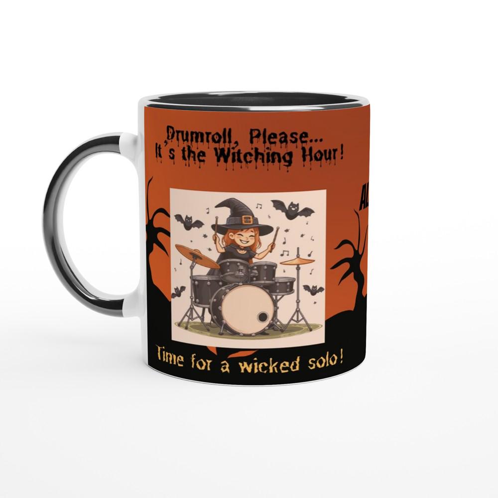 Witch Drummer Halloween Mug – Fun and Spooky Drum Lover Gift for Music Enthusiasts - 11oz Ceramic Mug