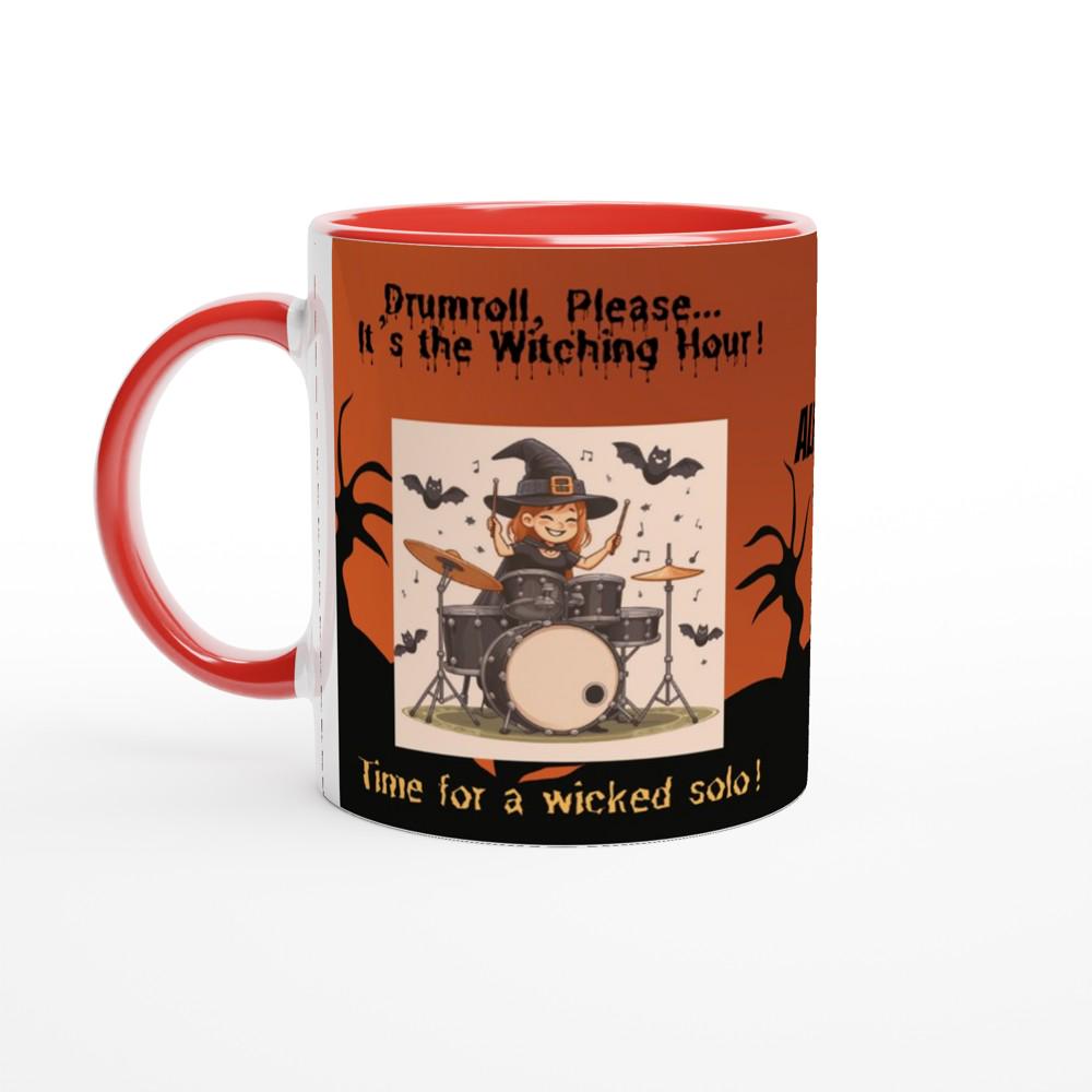 Witch Drummer Halloween Mug – Fun and Spooky Drum Lover Gift for Music Enthusiasts - 11oz Ceramic Mug