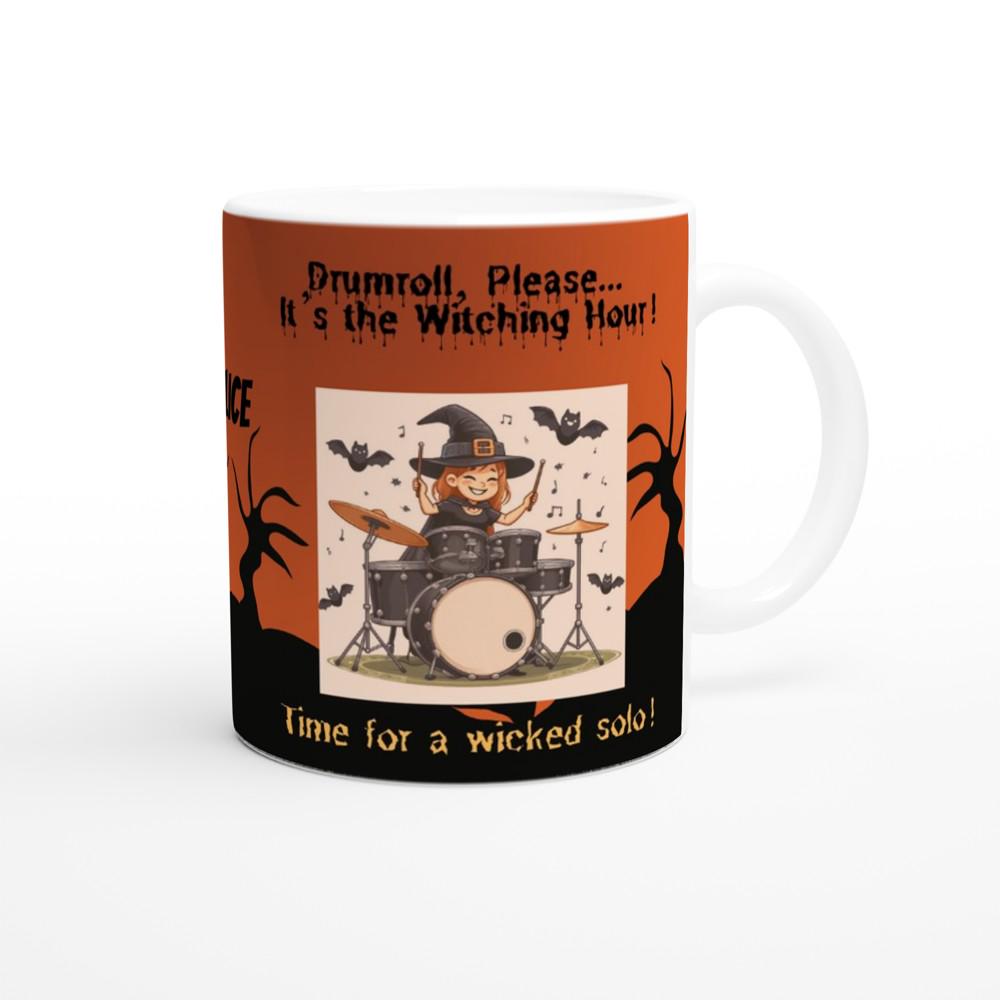 Witch Drummer Halloween Mug – Fun and Spooky Drum Lover Gift for Music Enthusiasts - 11oz Ceramic Mug