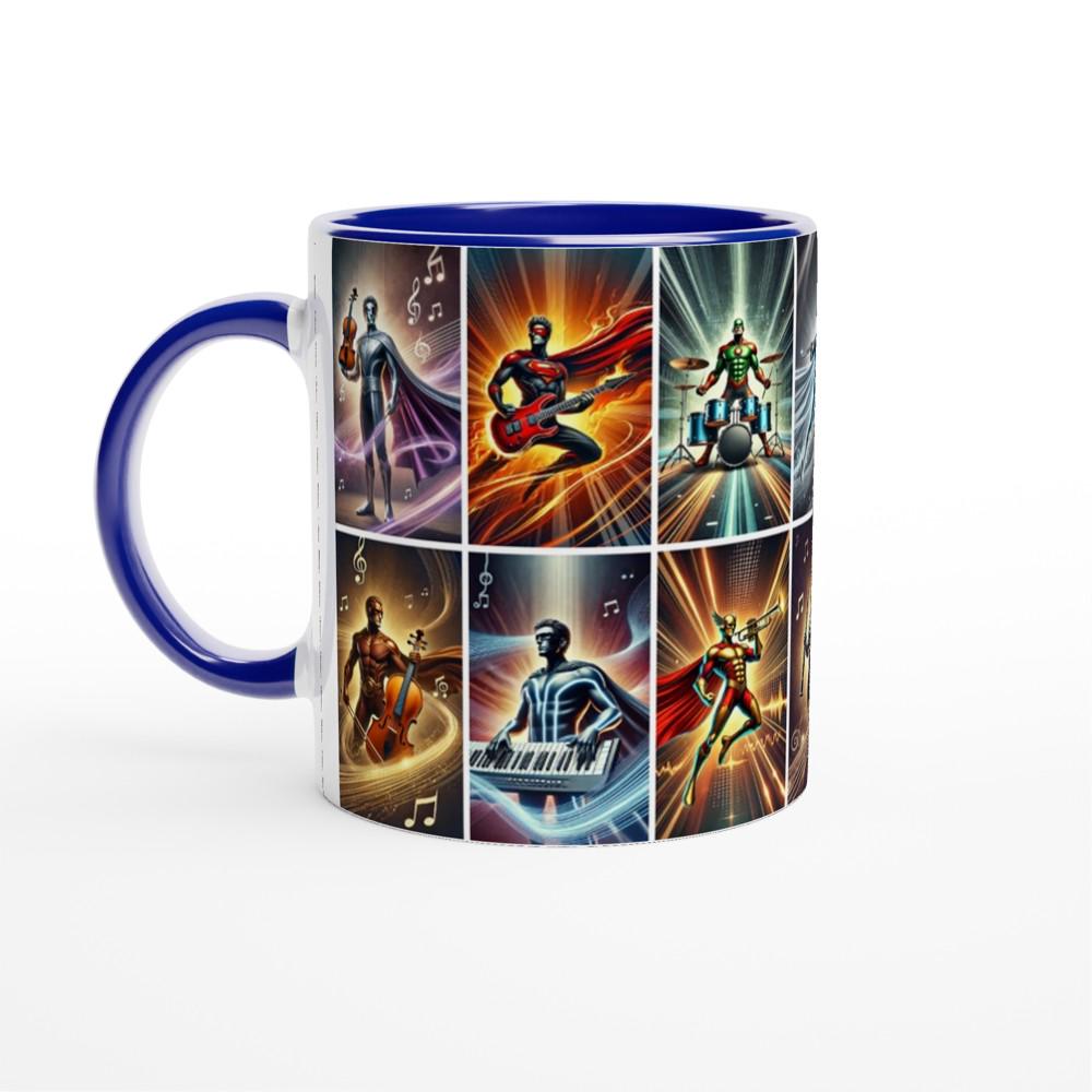 Musical Superhero Mug – Unique Instrument Heroes: Violin, Guitar, Drums, Trumpet, Cello, and More!