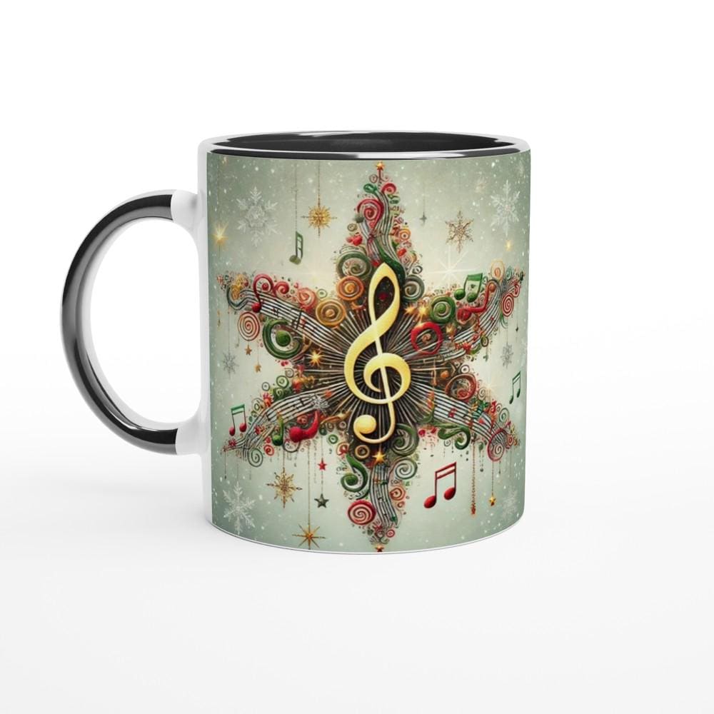 Musical Star Christmas Mug | Festive Music Note Star Design | Double-Sided Holiday Mug | Gift for Musicians