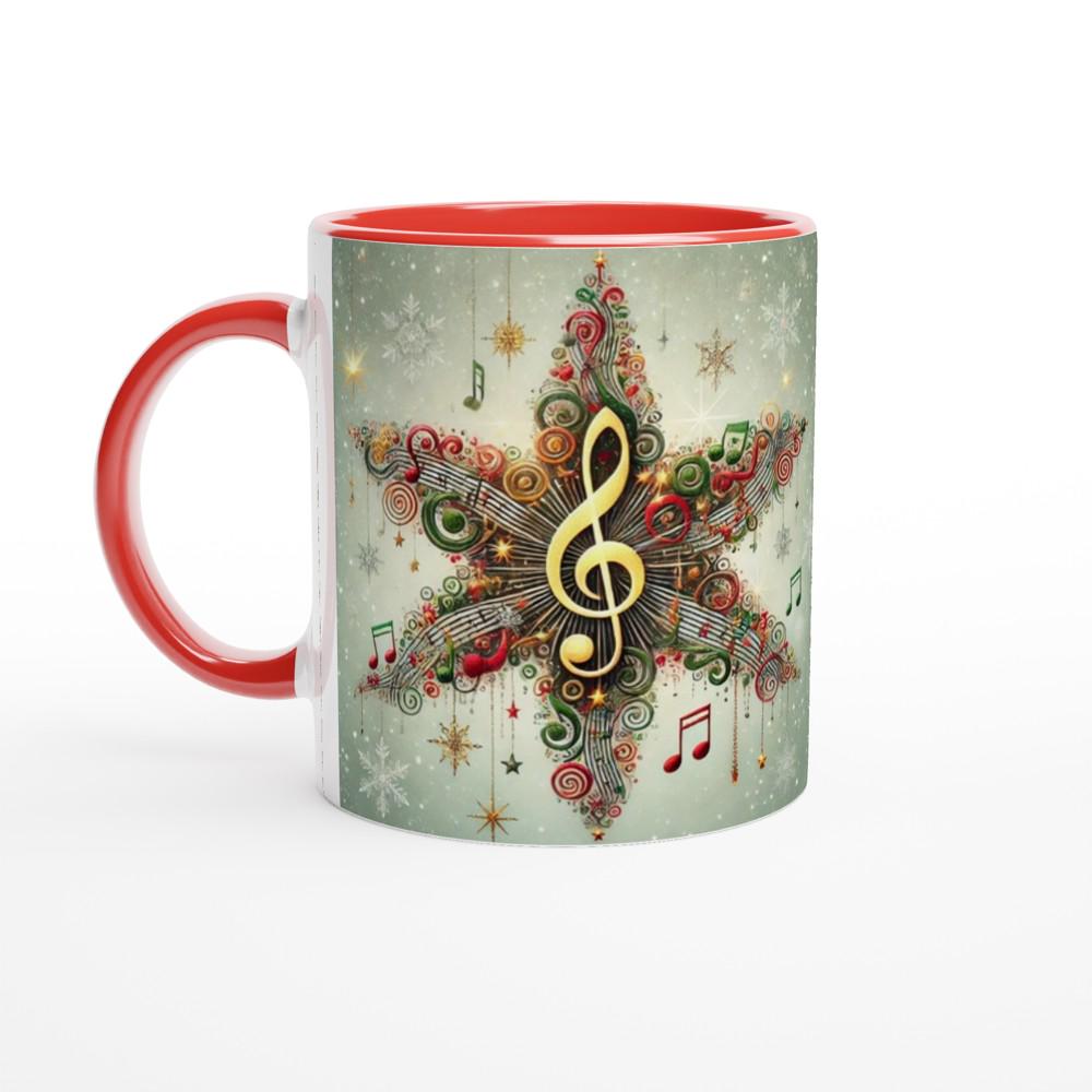 Musical Star Christmas Mug | Festive Music Note Star Design | Double-Sided Holiday Mug | Gift for Musicians