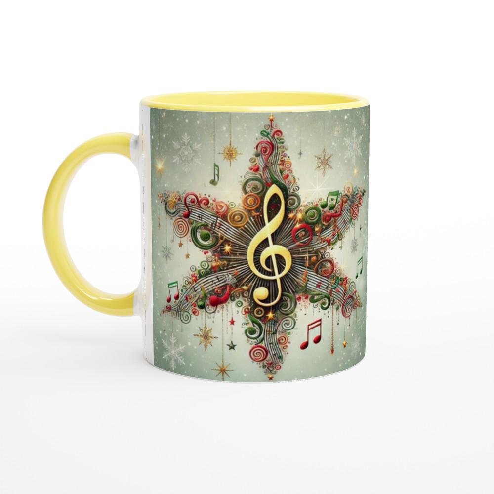 Musical Star Christmas Mug | Festive Music Note Star Design | Double-Sided Holiday Mug | Gift for Musicians