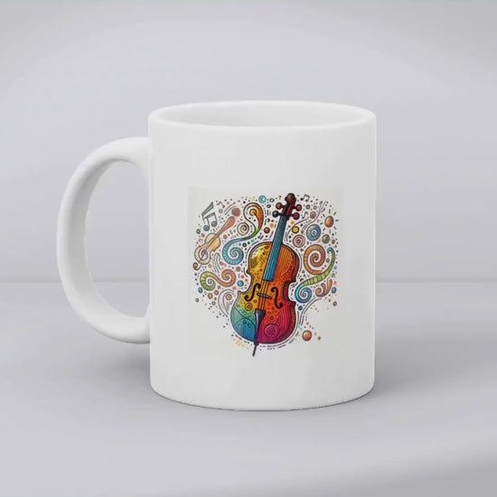 CELLO SKETCH MUG - 11oz Ceramic Mug, Present for music enthusiast, birthday gift, band practice