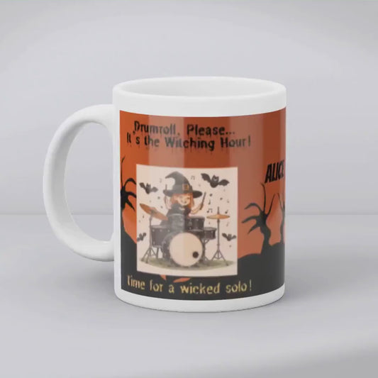 Witch Drummer Halloween Mug – Fun and Spooky Drum Lover Gift for Music Enthusiasts - 11oz Ceramic Mug